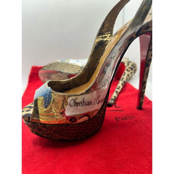 Christian Louboutin Winter Euro Trash Heels 150 PVC/Suede Leopard EU 37.5 7.5 - Picture 10 of 14